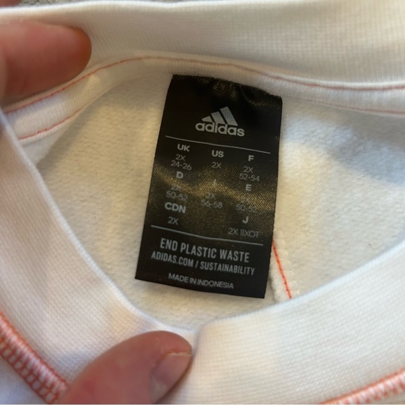 Adidas womens 2XL White crewneck sweatshirt BRAND NEW NWOT white pink purple - Picture 4 of 7